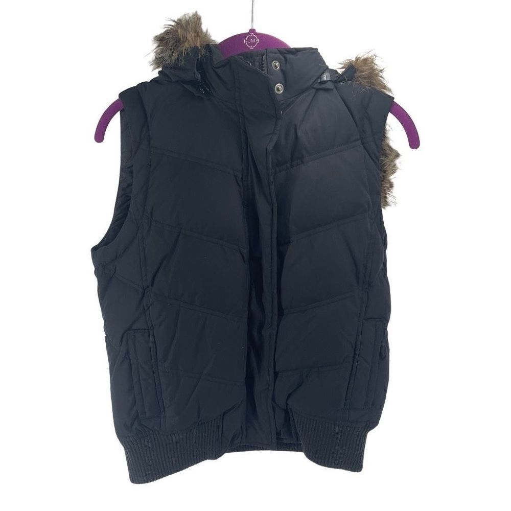 Gap Women's Black Hooded Vest With Detachable Hood Size Small